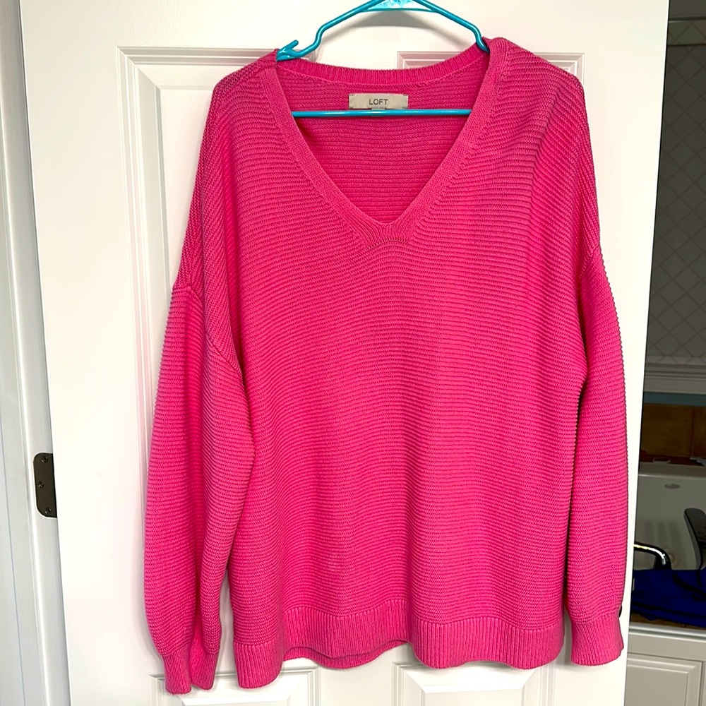 Loft Bright Pink Cozy Sweater
